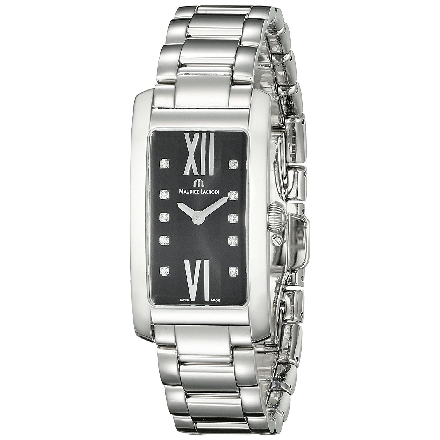  Shop Authentic Maurice Lacroix Fiaba Black Dial Silver Steel Strap Watch for Women - FA2164-SS002-350 - Luxxuri