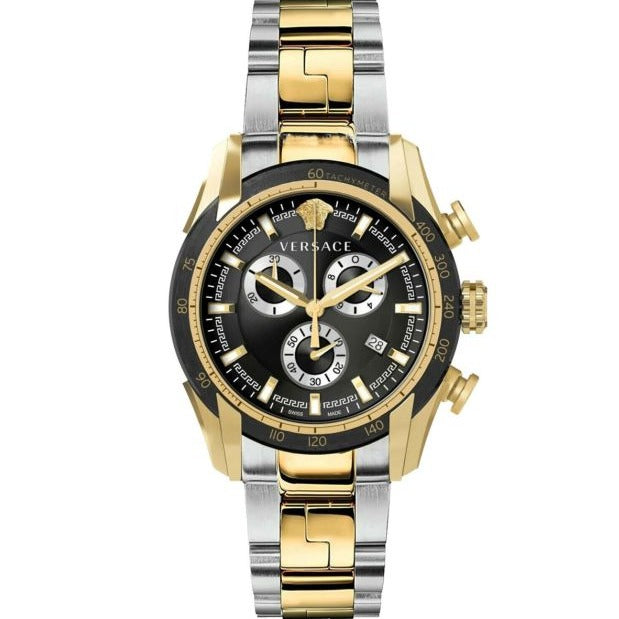  Shop Authentic Versace V-Ray Chronograph Black Dial Two Tone Steel Strap Watch For Men - VE2I00421 - Luxxuri