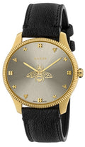  Shop Authentic Gucci G Timeless Quartz Silver Dial Black Leather Strap Watch For Women - YA1264181 - Luxxuri