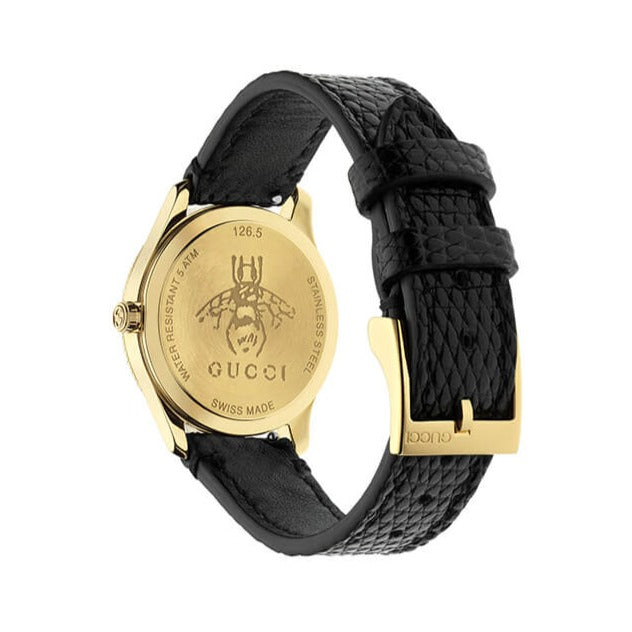  Shop Authentic Gucci G Timeless Quartz Blue Dial Black Leather Strap Watch For Men - YA1265018 - Luxxuri