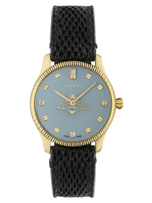  Shop Authentic Gucci G Timeless Quartz Blue Dial Black Leather Strap Watch For Men - YA1265018 - Luxxuri