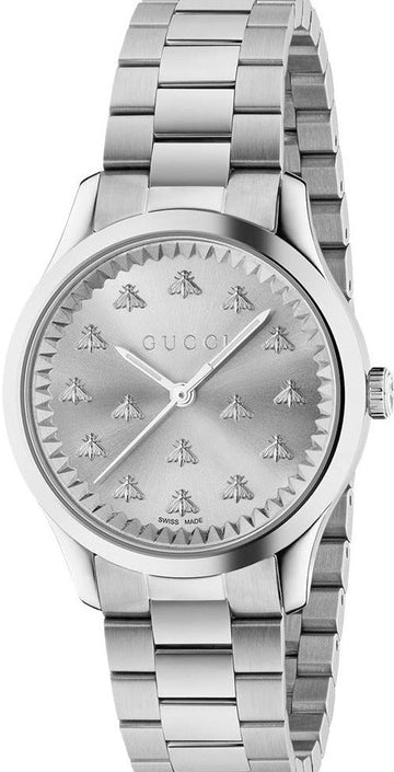  Shop Authentic Gucci G Timeless Quartz Silver Dial Silver Steel Strap Watch for Men - YA1265031 - Luxxuri