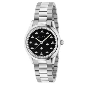  Shop Authentic Gucci G Timeless Quartz Black Dial Silver Steel Strap Watch for Women - YA1265034 - Luxxuri