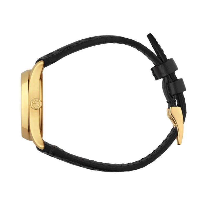  Shop Authentic Gucci G Timeless Quartz Black Dial Black Leather Strap Watch For Women - YA126581A - Luxxuri