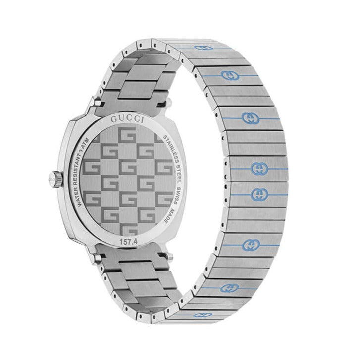  Shop Authentic Gucci Grip Quartz Silver Dial Silver Steel Strap Watch For Women - YA157437 - Luxxuri