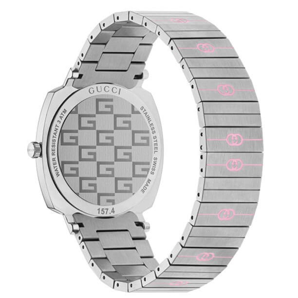  Shop Authentic Gucci Grip Quartz Silver Dial Silver Steel Strap Watch For Women - YA157438 - Luxxuri