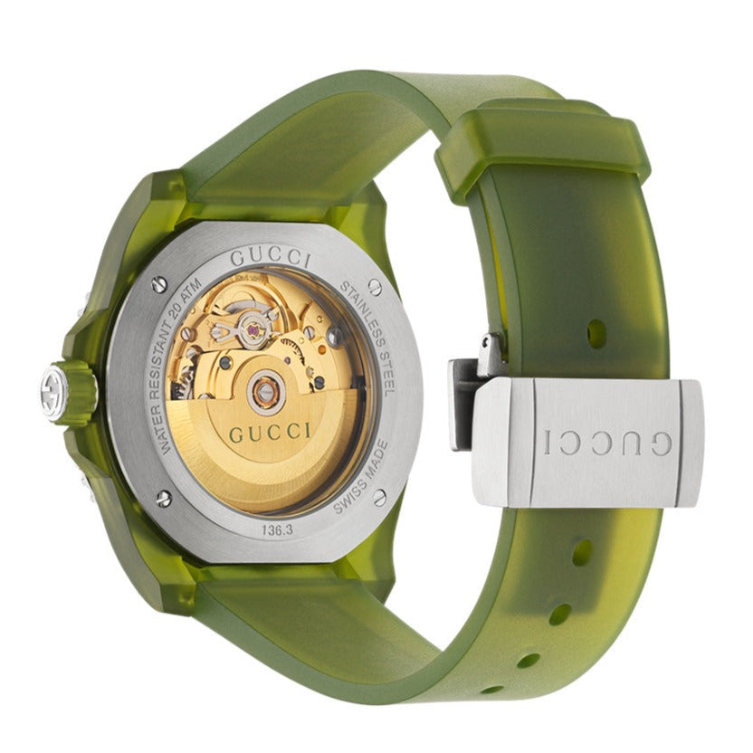  Shop Authentic Gucci Dive Automatic Green Dial Green Rubber Strap Unisex Watch - YA136345 - Luxxuri