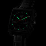  Shop Authentic Tag Heuer Monaco Automatic Chronograph Black Dial Black Leather Strap Watch for Men - CBL2180.FC6497 - Luxxuri
