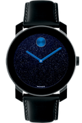 Movado Bold Metallic Blue Dial Black Leather Strap Watch for Men - 3600137