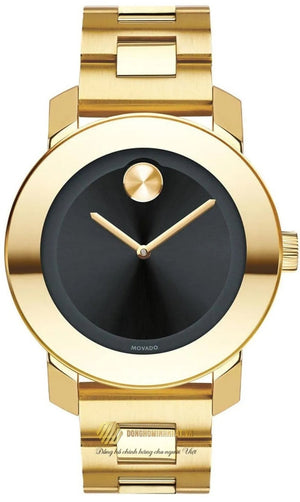  Shop Authentic Movado Bold Black Dial Gold Steel Strap Unisex Watch - 3600397 - Luxxuri