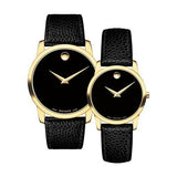  Shop Authentic Movado Museum Black Dial Black Leather Strap Watch For Men - 0607014 - Luxxuri