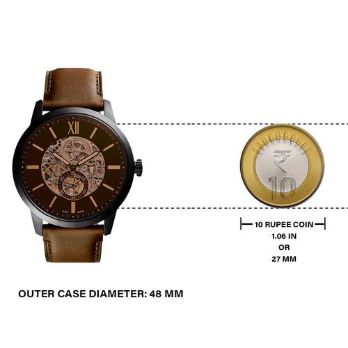  Shop Authentic Fossil Townsman Automatic Black Dial Brown Leather Strap Watch for Men - ME3155 - Luxxuri