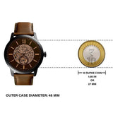  Shop Authentic Fossil Townsman Automatic Black Dial Brown Leather Strap Watch for Men - ME3155 - Luxxuri