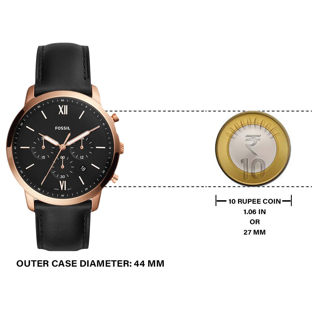  Shop Authentic Fossil Neutra Chronograph Black Dial Black Leather Strap Watch for Men - FS5381 - Luxxuri