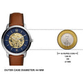  Shop Authentic Fossil Neutra Automatic Luggage Skeleton Blue Dial Brown Leather Strap Watch for Men - ME3160 - Luxxuri