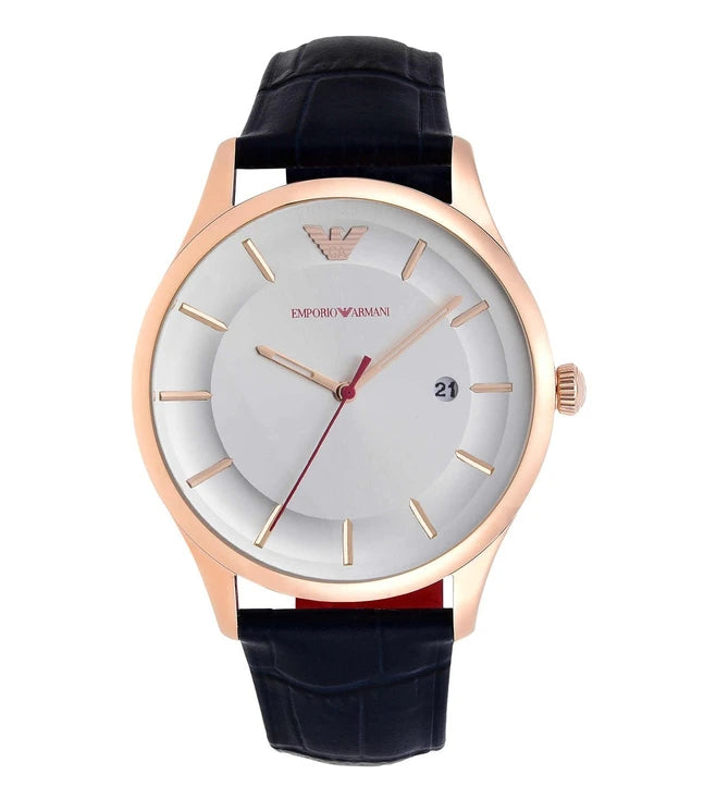  Shop Authentic Emporio Armani Classic Silver Dial Blue Leather Strap Watch For Men - AR11131 - Luxxuri