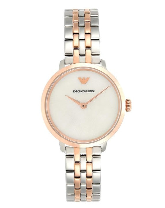  Shop Authentic Emporio Armani Modern Slim Analog Mother of Pearl Dial Two Tone Steel Strap Watch For Women - AR11157 - Luxxuri
