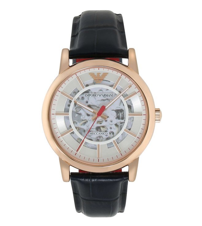  Shop Authentic Emporio Armani Meccanico Silver Dial Blue Leather Strap Watch For Men - AR60009 - Luxxuri