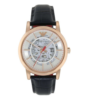  Shop Authentic Emporio Armani Meccanico Silver Dial Blue Leather Strap Watch For Men - AR60009 - Luxxuri