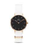  Shop Authentic Daniel Wellington Classic Petite Dover Black Dial White NATO Strap Watch For Women - DW001000314 - Luxxuri