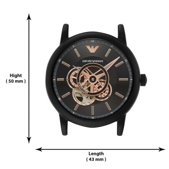  Shop Authentic Emporio Armani Luigi Automatic Skeleton Black Dial Black Leather Strap Watch For Men - AR60012 - Luxxuri