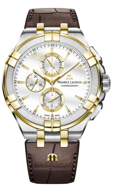 Shop Authentic Maurice Lacroix Aikon Chronograph White Dial Brown Leather Strap Watch For Men - AI1018-PVY11-132-1 - Luxxuri