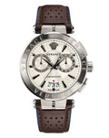  Shop Authentic Versace Aion Chronograph White Dial Brown Leather Strap Watch for Men - VBR010017 - Luxxuri