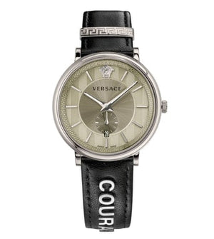  Shop Authentic Versace V-Circle Black Manifesto Courage Quartz Silver Dial Black Leather Strap Watch for Men - VBQ080017 - Luxxuri