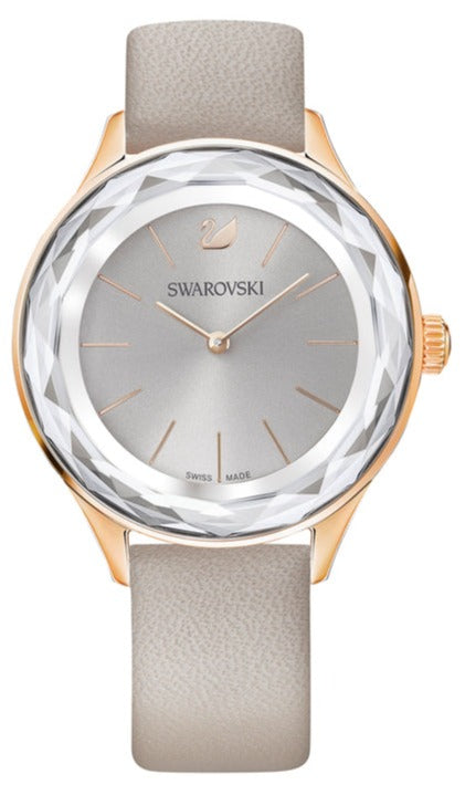  Shop Authentic Swarovski Octea Nova Grey Dial Grey Leather Strap Watch for Women - 5295326 - Luxxuri