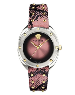  Shop Authentic Versace Shadov Pink Dial Pink Leather Strap Watch for Women - VEBM00818 - Luxxuri