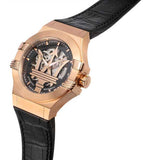  Shop Authentic Maserati Potenza Automatic Skeleton Black Dial Black Leather Strap Watch For Men - R8821108039 - Luxxuri