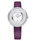  Shop Authentic Swarovski Crystalline Silver Dial Purple Leather Strap Watch for Women - 5295355 - Luxxuri