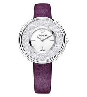  Shop Authentic Swarovski Crystalline Silver Dial Purple Leather Strap Watch for Women - 5295355 - Luxxuri