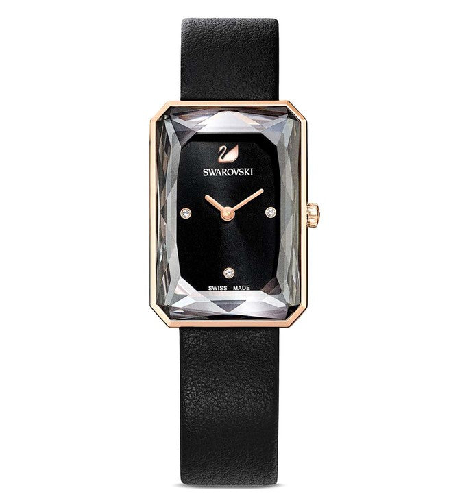  Shop Authentic Swarovski Uptown Black Dial Black Leather Strap Watch for Women - 5547710 - Luxxuri