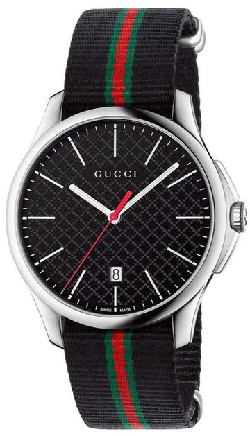  Shop Authentic Gucci G Timeless Analog Quartz Black Dial Black NATO Strap Watch For Men - YA126321 - Luxxuri