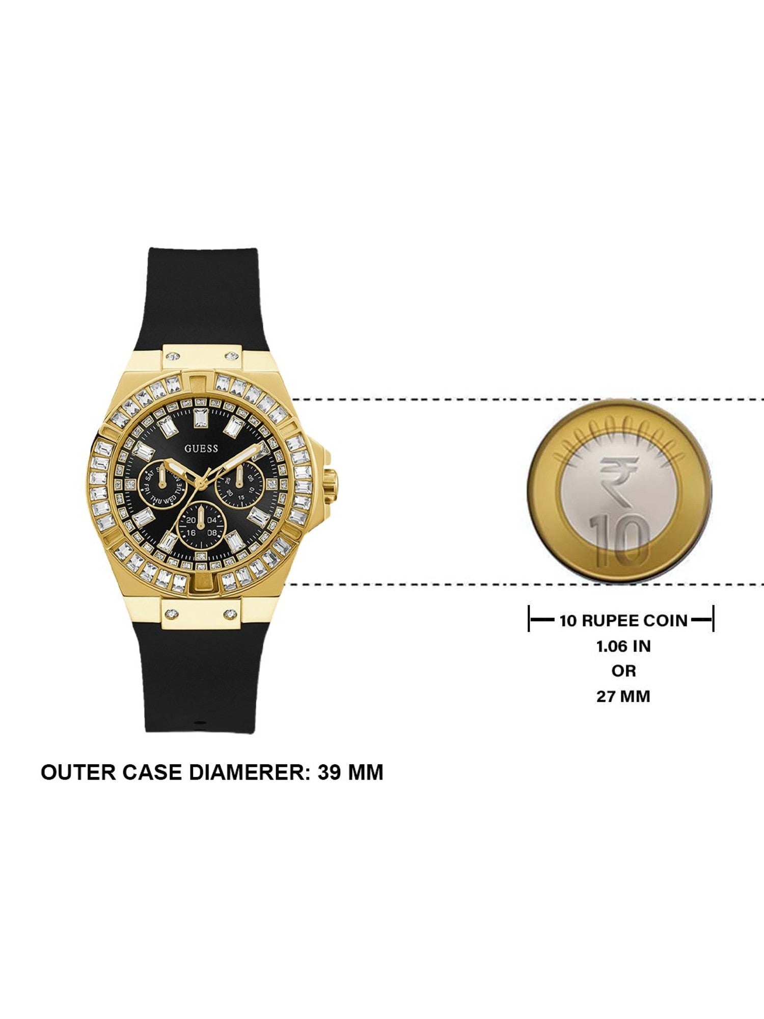  Shop Authentic Guess Venus Diamonds Black Dial Black Rubber Strap Watch for Women - GW0118L1 - Luxxuri