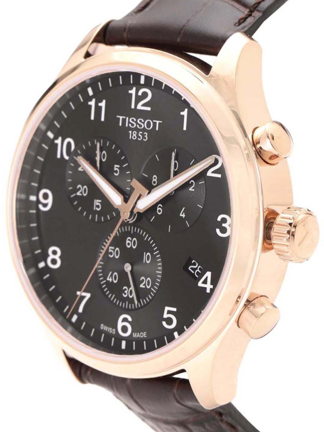  Shop Authentic Tissot Chrono XL Black Dial Brown Leather Strap Watch For Men - T116.617.36.057.01 - Luxxuri