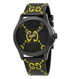  Shop Authentic Gucci G Timeless Ghost Black Dial Black Leather Strap Watch For Men - YA1264019 - Luxxuri