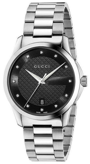  Shop Authentic Gucci G Timeless Diamonds Black Dial Silver Steel Strap Watch For Men - YA126456 - Luxxuri