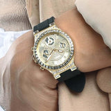  Shop Authentic Guess Moonlight Crystals Silver Dial Black Silicone Strap Watch For Women - GW0257L1 - Luxxuri