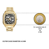  Shop Authentic Fossil Inscription Automatic Skeleton Black Dial Gold Steel Strap Watch for Men - BQ2573 - Luxxuri