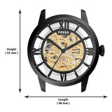  Shop Authentic Fossil Townsman Automatic Skeleton Black Dial Black Steel Strap Watch for Men - ME3197 - Luxxuri