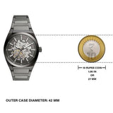  Shop Authentic Fossil Everett Automatic Skeleton Grey Dial Grey Steel Strap Watch for Men - ME3206 - Luxxuri
