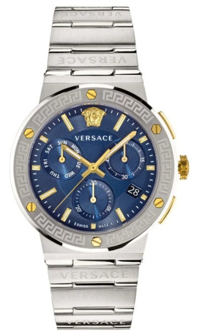  Shop Authentic Versace Greca Quartz Blue Dial Silver Steel Strap Watch For Men - VEZ900221 - Luxxuri