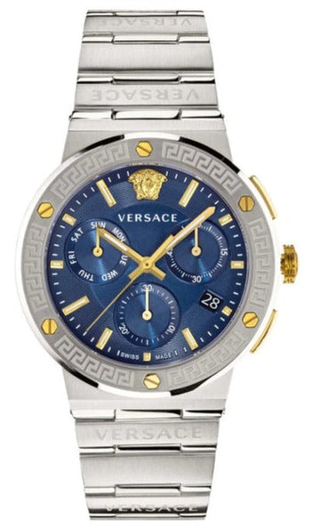  Shop Authentic Versace Greca Quartz Blue Dial Silver Steel Strap Watch For Men - VEZ900221 - Luxxuri