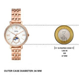  Shop Authentic Fossil Jacqueline Analog Moonphase Mother of Pearl White Dial Rose Gold Steel Strap Watch for Women - ES5165 - Luxxuri