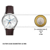  Shop Authentic Fossil Neutra Minimalist Moonphase Silver Dial Brown Leather Strap Watch for Men - FS5905 - Luxxuri