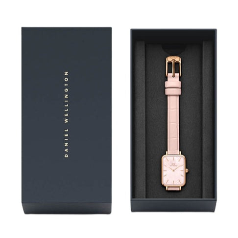  Shop Authentic Daniel Wellington Quadro Pressed Mother of Pearl Pink Dial Pink Leather Strap Watch For Women - DW00100508 - Luxxuri