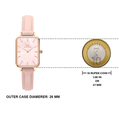  Shop Authentic Daniel Wellington Quadro Pressed Mother of Pearl Pink Dial Pink Leather Strap Watch For Women - DW00100508 - Luxxuri