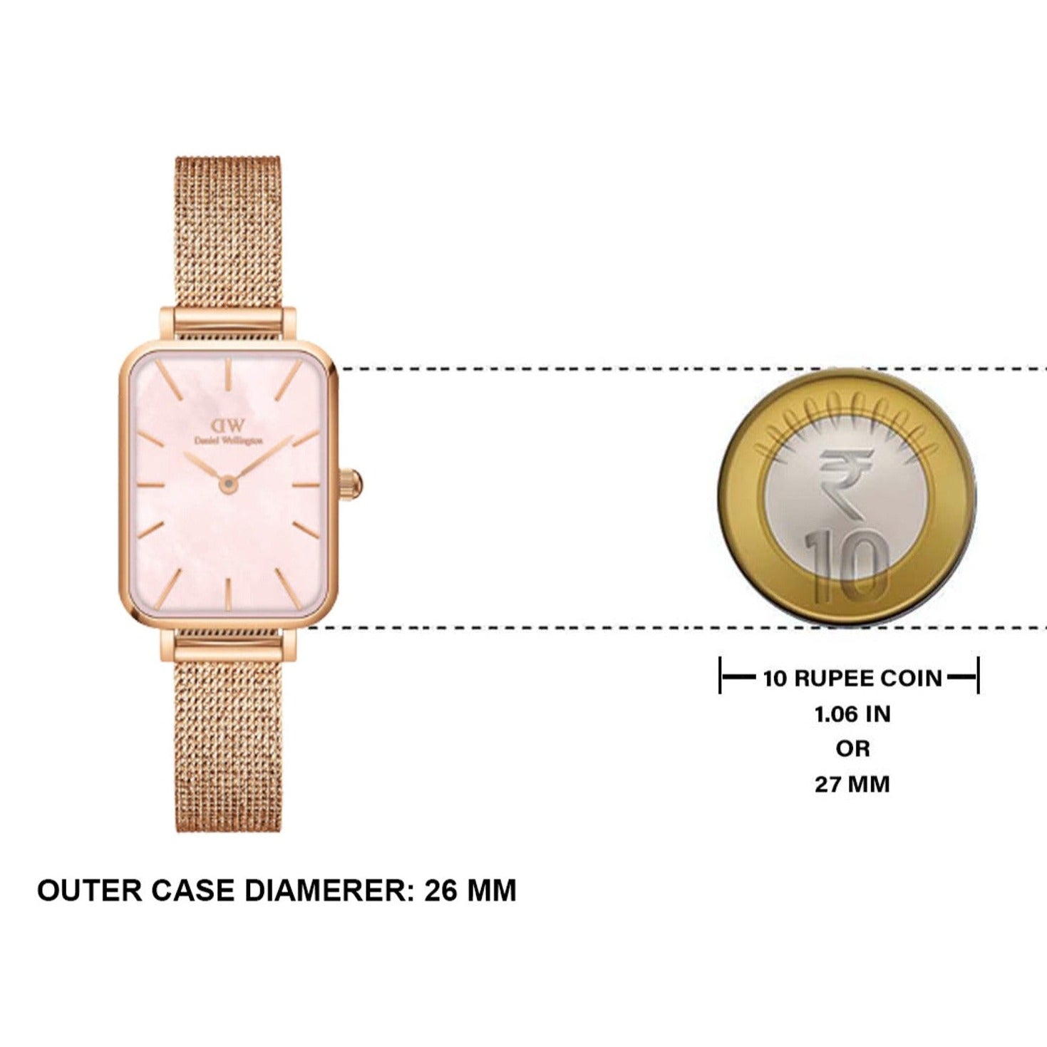  Shop Authentic Daniel Wellington Quadro Pressed Melrose Pink Dial Pink Mesh Bracelet Watch For Women - DW00100510 - Luxxuri